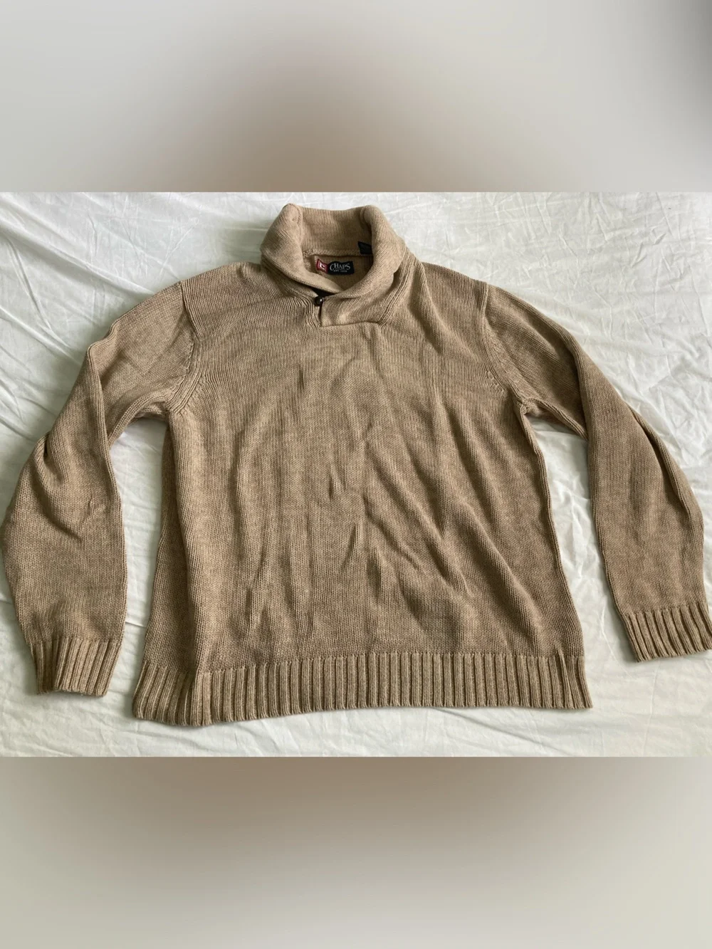 Shawl Collar Cotton Mens Sweater Size L Chaps Ralph Lauren